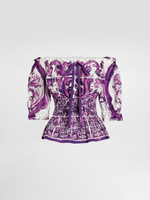 Majolica-print poplin top