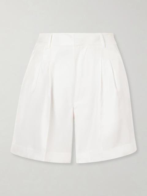 Pleated Silk-twill Shorts