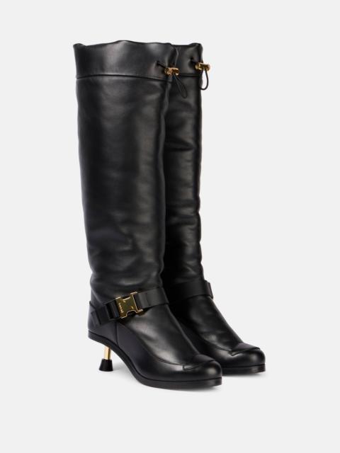 Leather knee-high boots