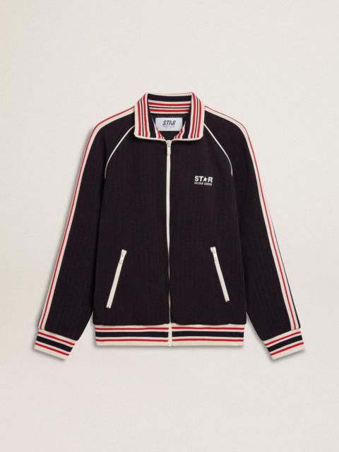 Men’s dark blue zipped sweatshirt with white logo