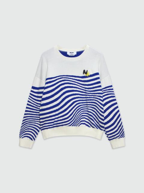 Wave patterned cotton sweater