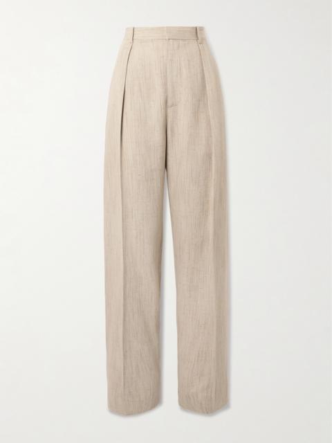 Pleated Canvas Tapered Pants