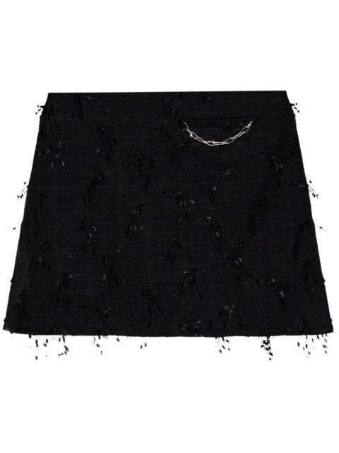 fringed tweed mini skirt