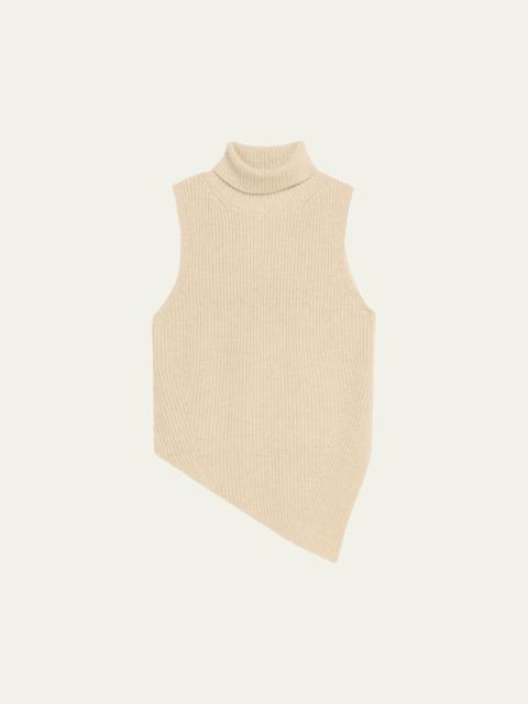 Fennec Sleeveless Asymmetric Turtleneck Sweater