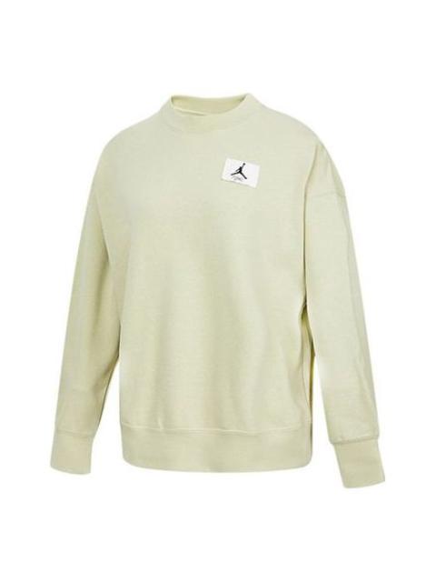 (WMNS) Air Jordan Logoo Loose Knit Round Neck Hoodie 'Olive Green Grey' DM5190-371