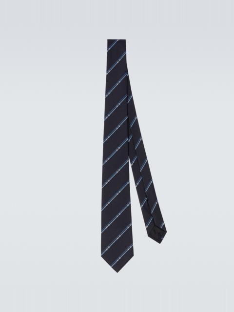 Horsebit striped silk jacquard tie