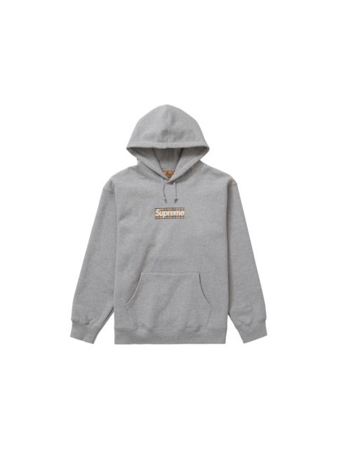 Supreme Burberry Box Logo Hooded Sweatshirt Heather Grey