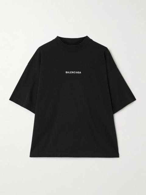 Embroidered cotton-jersey T-shirt Black