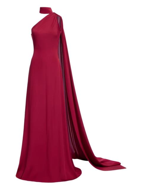 one-shoulder scarf maxi dress