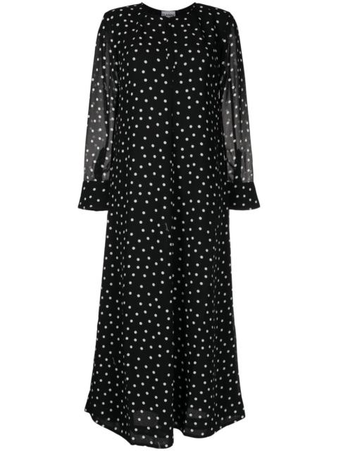 spot-print crepe midi dress