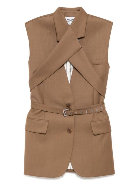 cris-cross sleeveless jacket
