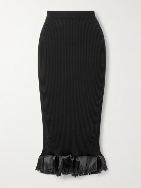 Riley Satin-trimmed Ribbed Wool-blend Skirt