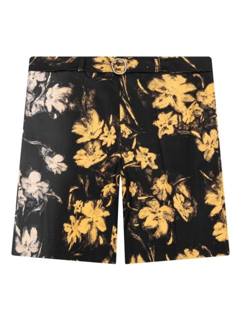 floral-print belted shorts