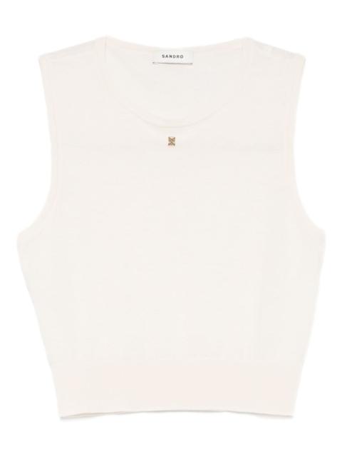 round-neck logo-plaque tank top