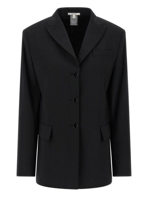 peak-lapel tie-detail blazer