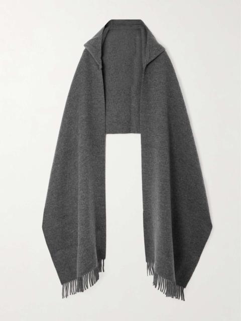 Hooded brushed wool and cashmere-blend wrap Gray