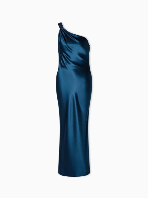 LONG ONE-SHOULDER SILK DRESS