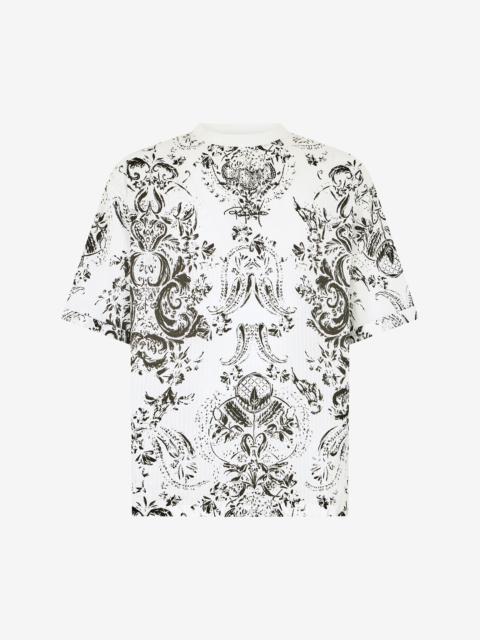 White T-shirt with Ornamental Design