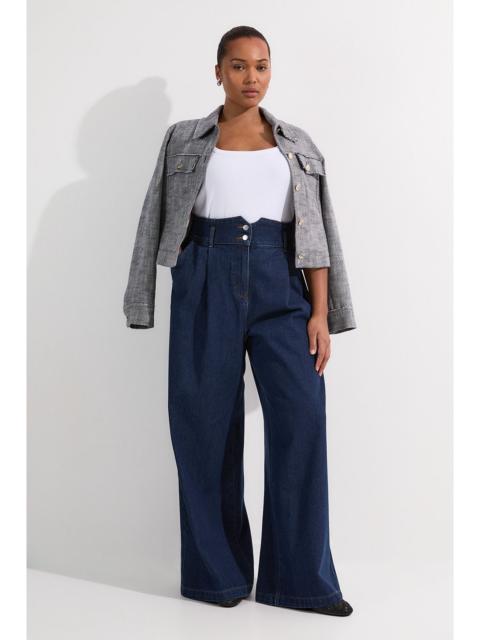 Plus Size Denim Wide Leg Trousers