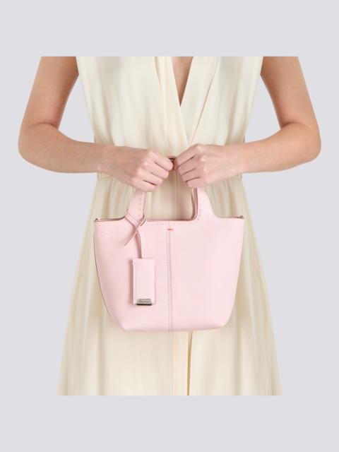 Pink tumbled leather handbag