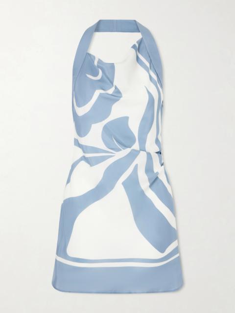 Lilou Printed Silk-satin Halterneck Mini Dress