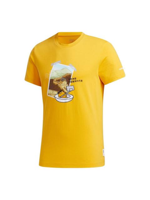 adidas neo x Yellow Crossover M Gdtm Tee Printing Round Neck Sports Short Sleeve Yellow GL7242