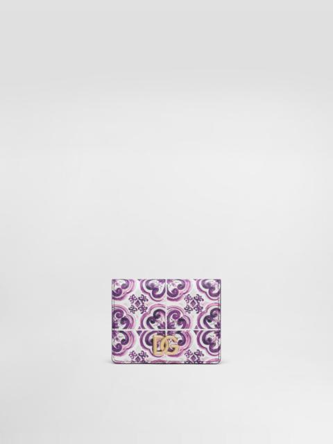 Majolica-print continental calfskin wallet