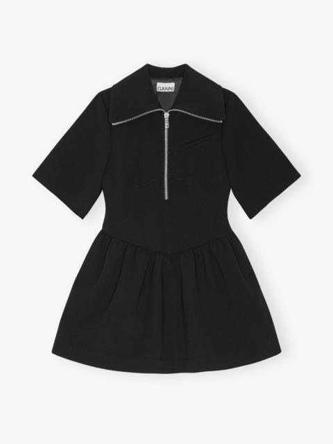 BLACK BONDED CREPE MINI DRESS