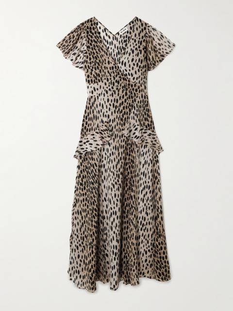 Evie Ruffled Leopard-print Silk-chiffon Midi Dress