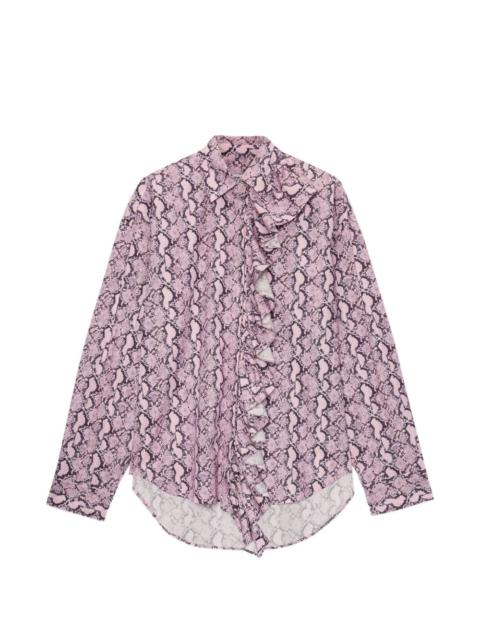 ruffled snake print shirt