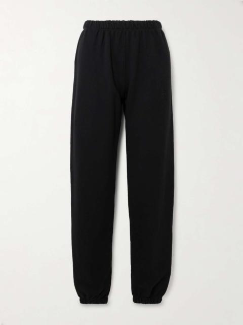 Cotton and modal-blend jersey tapered track pants Black