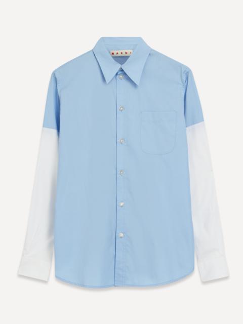 Blue Contrast Sleeve Shirt