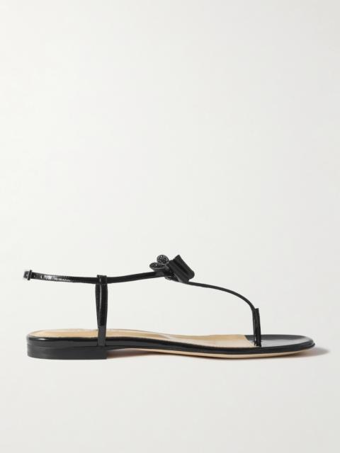 Petite Cadeau Crystal And Bow-embellished Patent-leather Sandals
