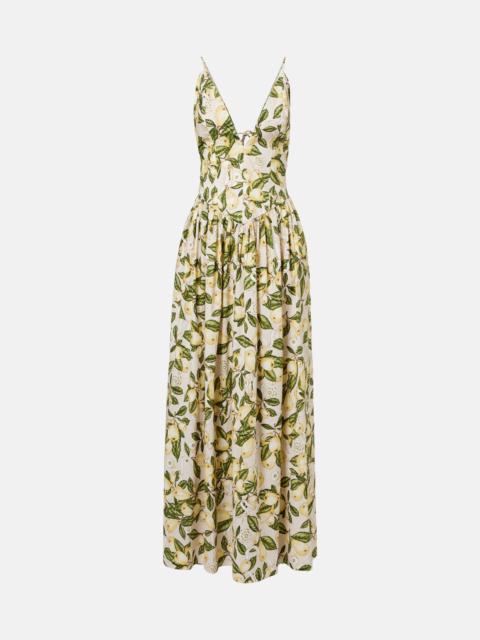 Printed cotton-blend maxi dress