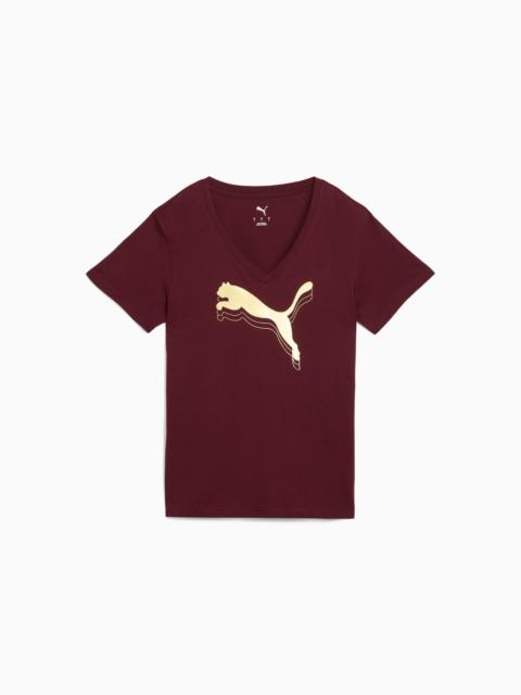 PUMA Essentials Metallic Women's V-Neck Tee