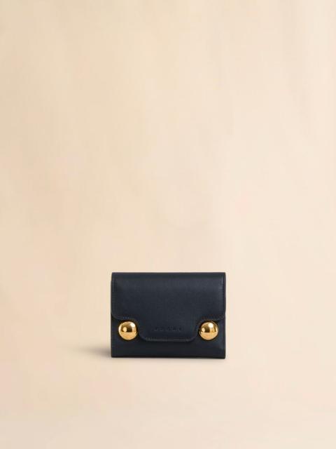 BLACK LEATHER TRUNKAROO TRIFOLD WALLET