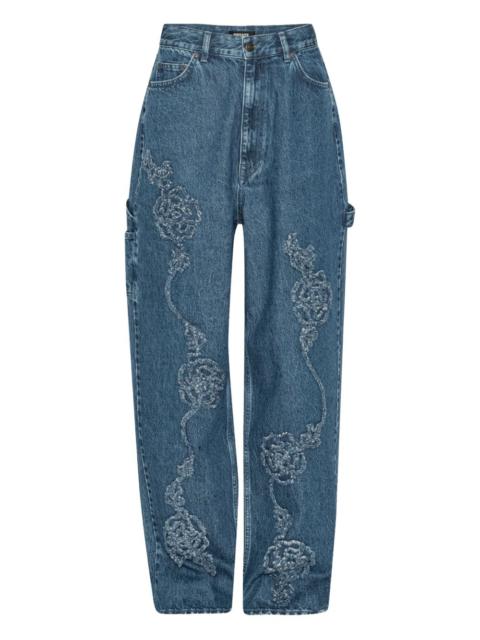 floral denim boyfriend jeans