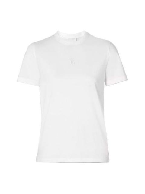 Burberry Monogram Motif Embroidered Logo Cotton Short Sleeve White 80151861