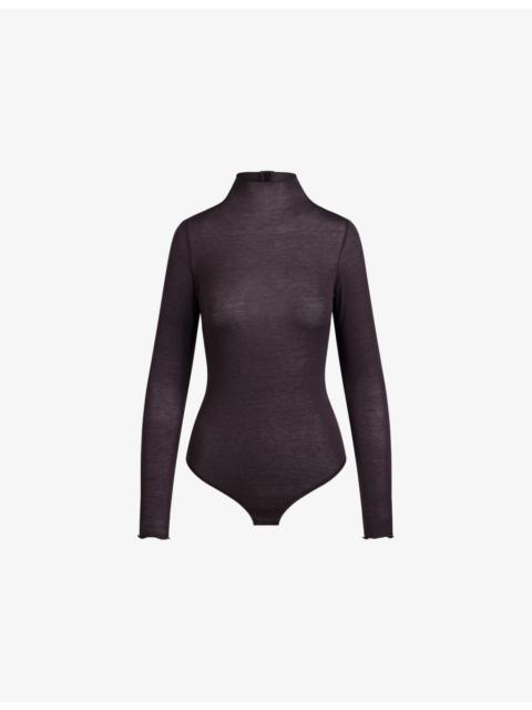 Sheer Modal Long-Sleeve Jersey Bodysuit