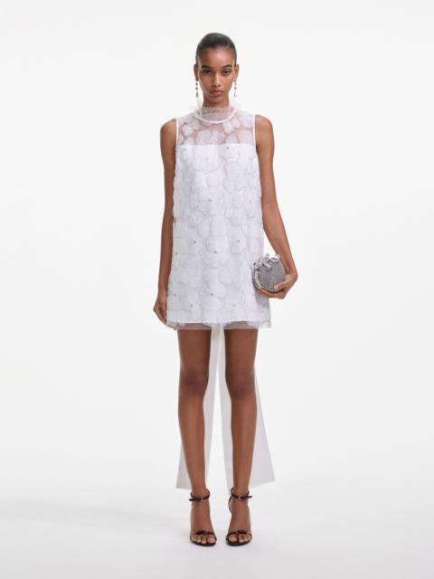 White Tulle Satin Bow Mini Dress