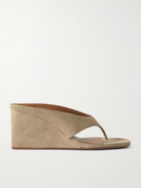 Tong 75 suede wedge sandals Beige