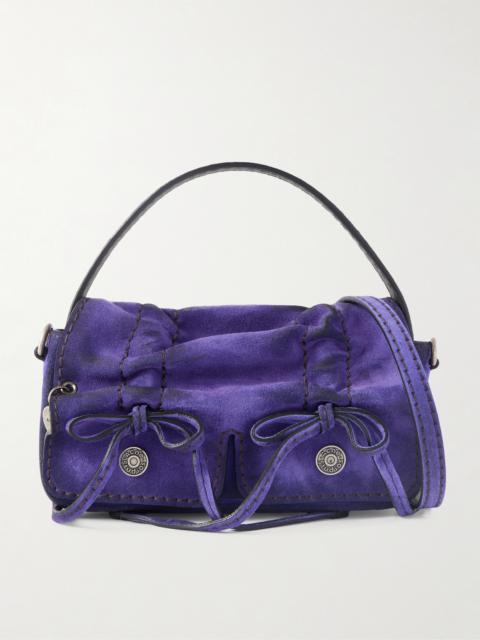 Micro Distressed Suede Shoulder Bag