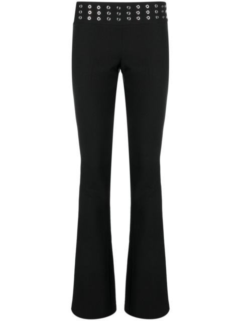 eyelet-embellished flared trousers