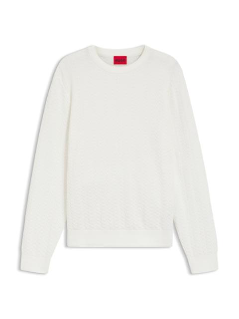 COTTON SWEATER WITH HERRINGBONE KNIT