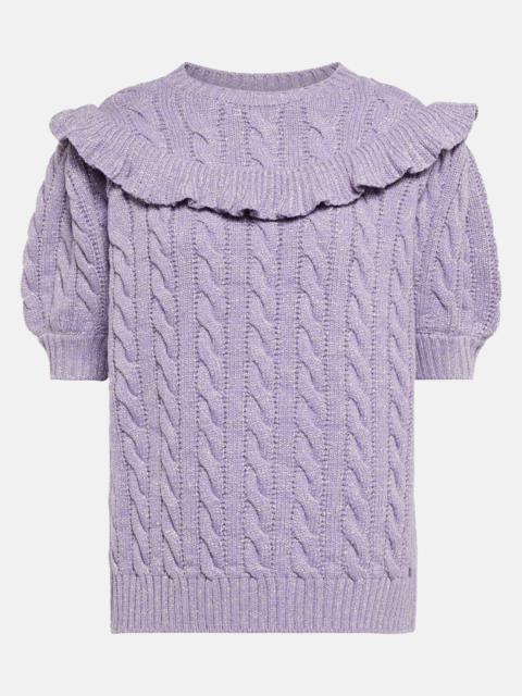 Ruffled wool-blend top