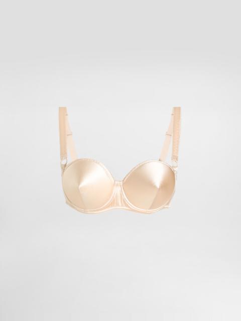 Satin balconette bra with conical cups