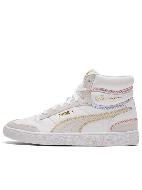 PUMA Ralph Sampson Mid Stitch White/Grey/Yellow High Board Shoes 373340-02