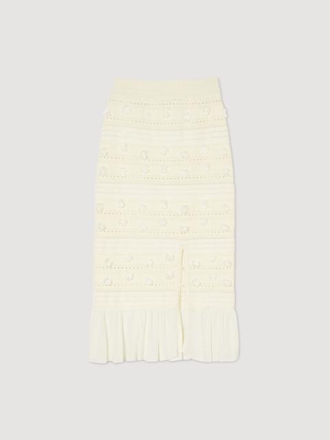 Openwork knit midi skirt