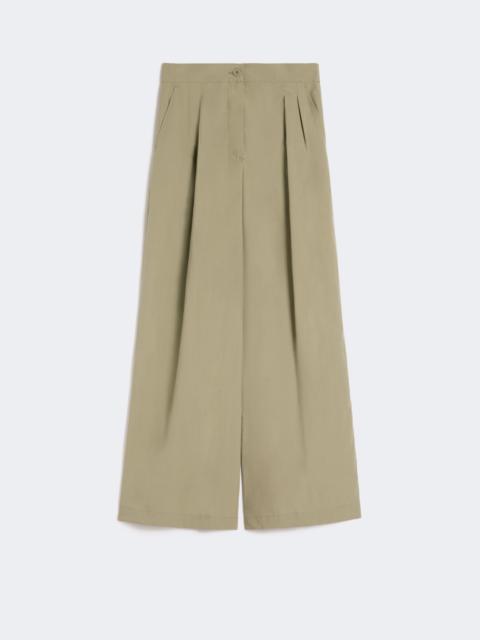 Wide-leg cotton poplin trousers - OLIVE GREEN