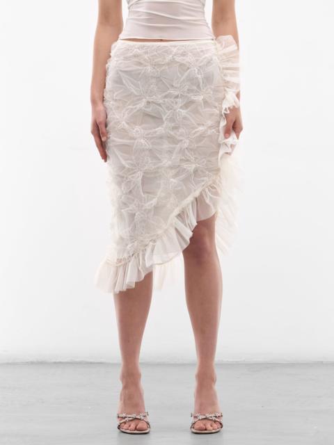 Butterfly Embroidered Sheer Ruffle Skirt